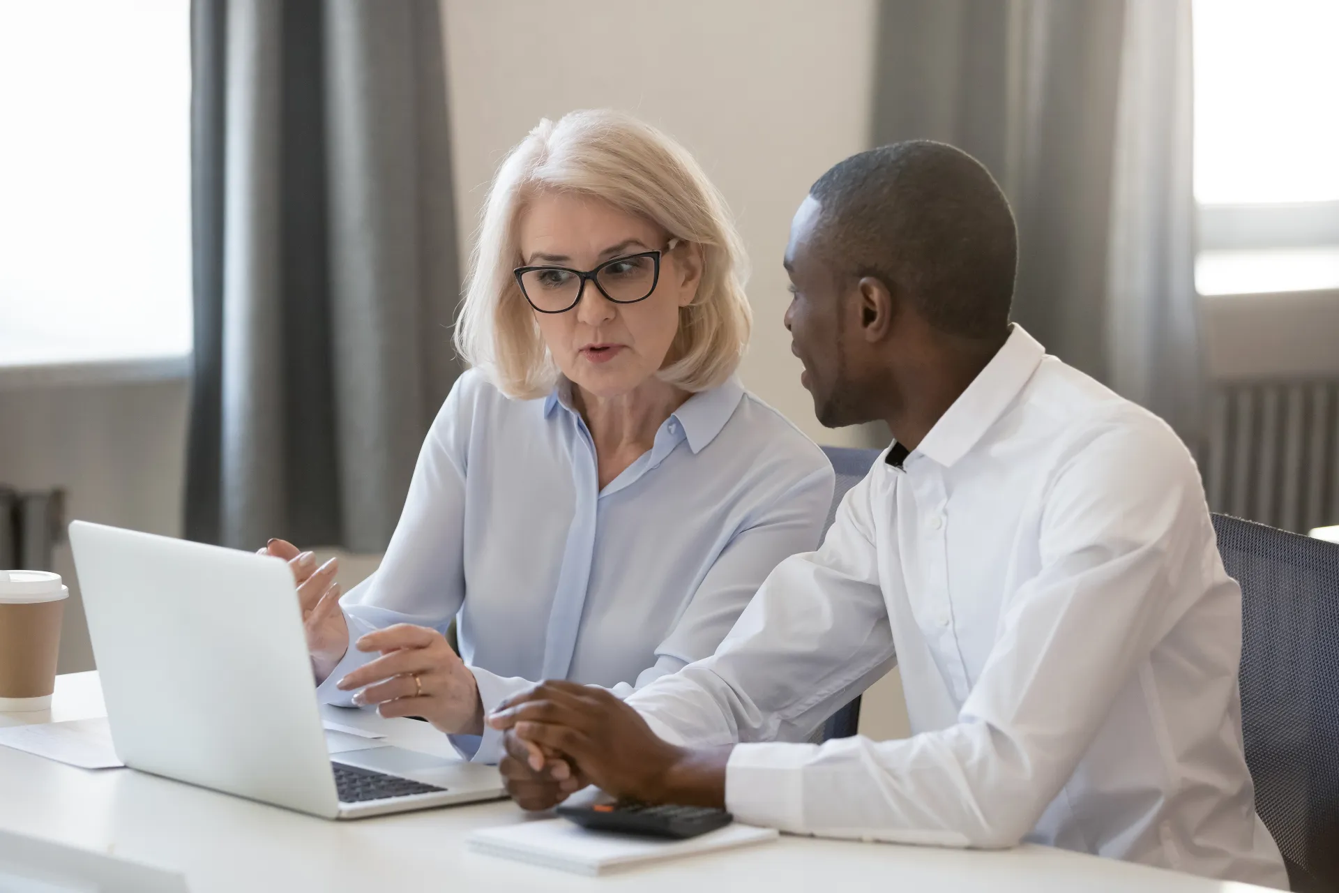 Sales professional participating in online learning